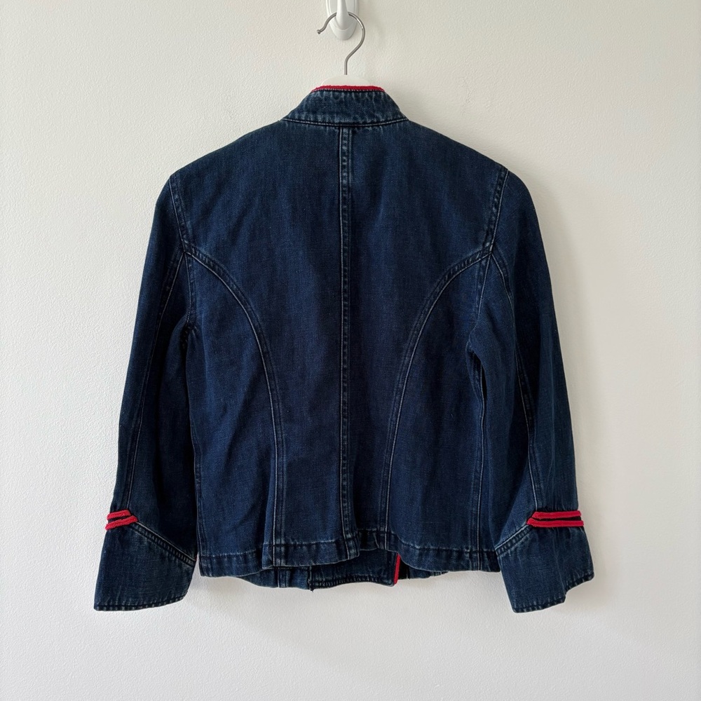 Ralph Lauren Women’s Double Breasted Red Trim Military Denim Jacket - Picture 3 of 8